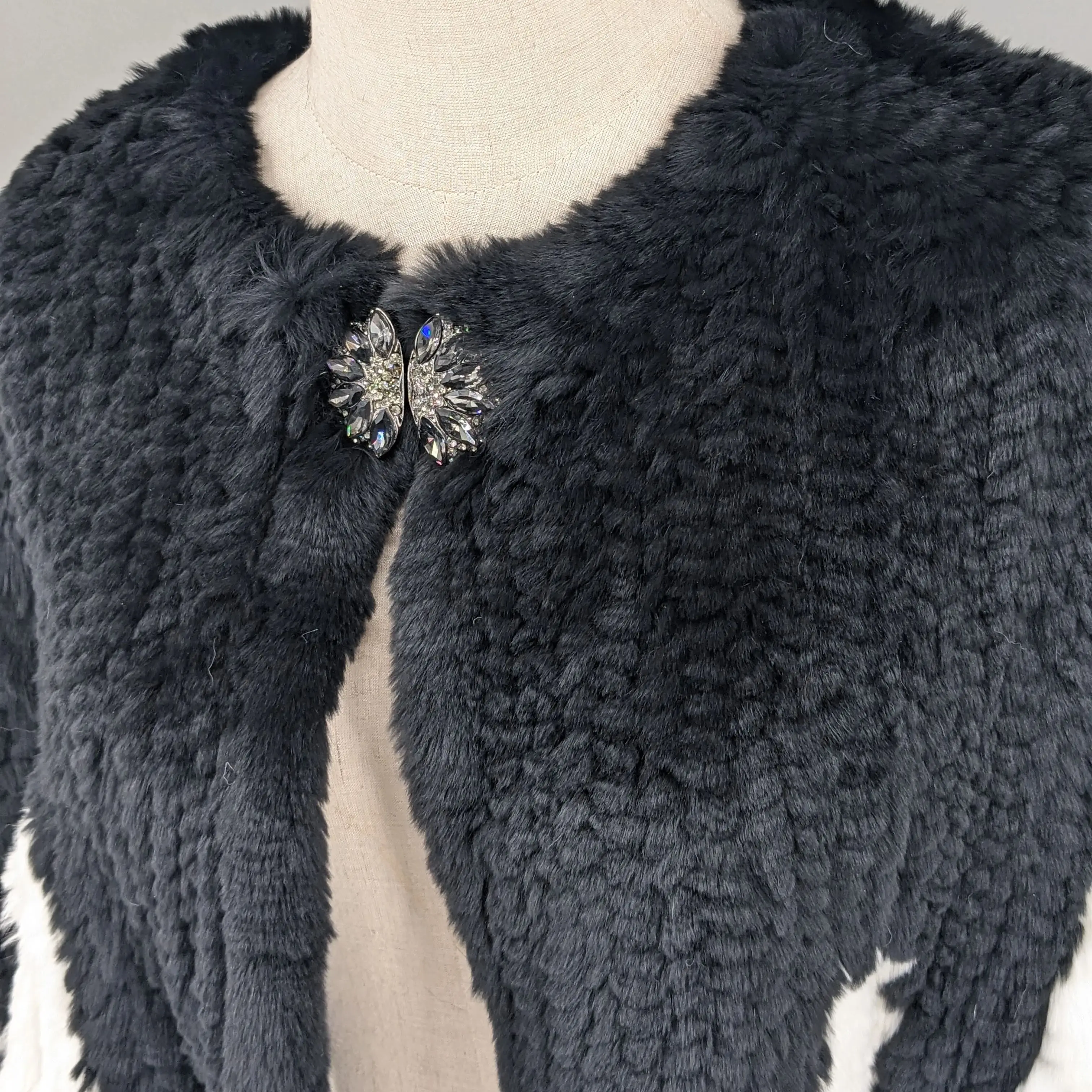 real knit Rex rabbit fur cape for evening adress