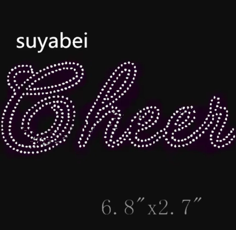 

2pc/lot CHEER hot fix rhinestones applique patches iron on crystal transfers design strass iron on for bag shoes sweater