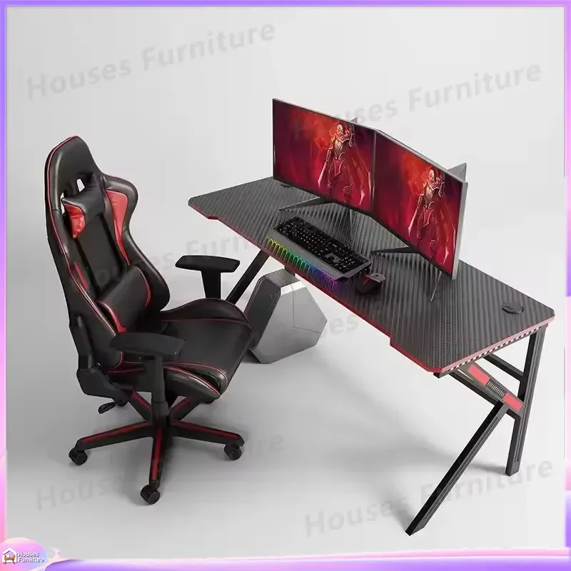 Adjustable Height RGB LED Gaming Desk for PC Setup Ergonomic Computer Desk with Cable Management Heavy Duty Metal Frame