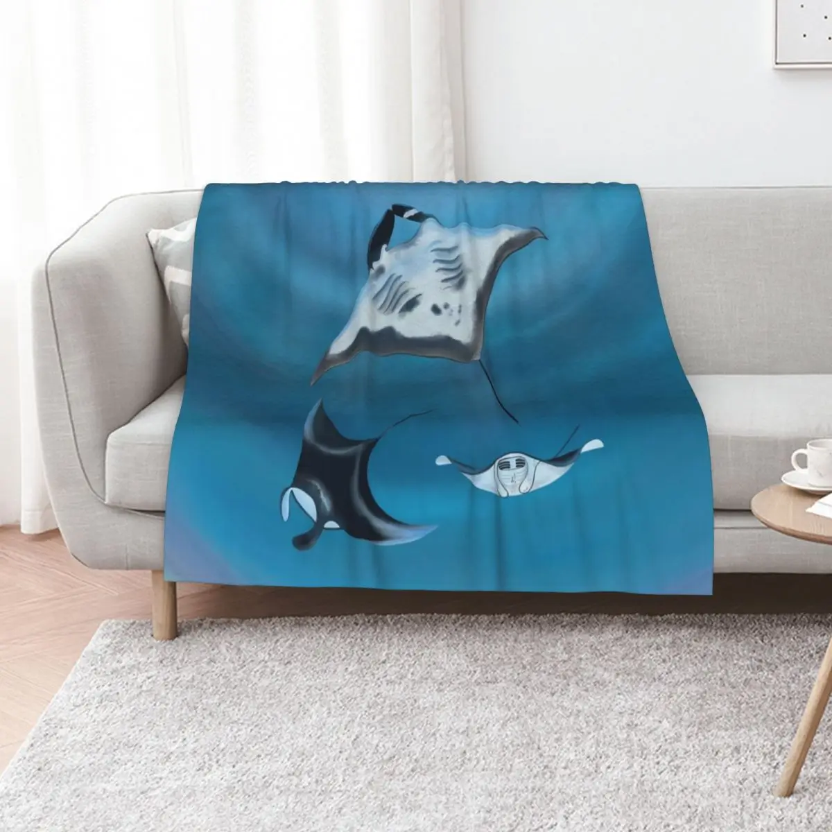 

Manta rays swimming happily in the ocean Throw Blanket christmas gifts for sofa Winter beds Designers Blankets