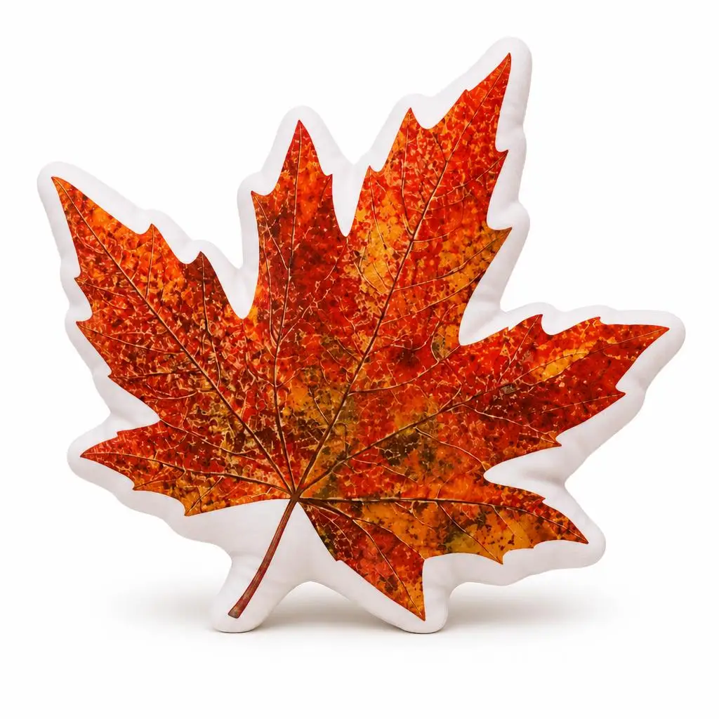 Autumn Maple Leaf Fall Foliage Thanksgiving Harvest Plush Pillow Cushion Irregular Stuffed Throw Pillow Home Decor Gift Sofa Bed