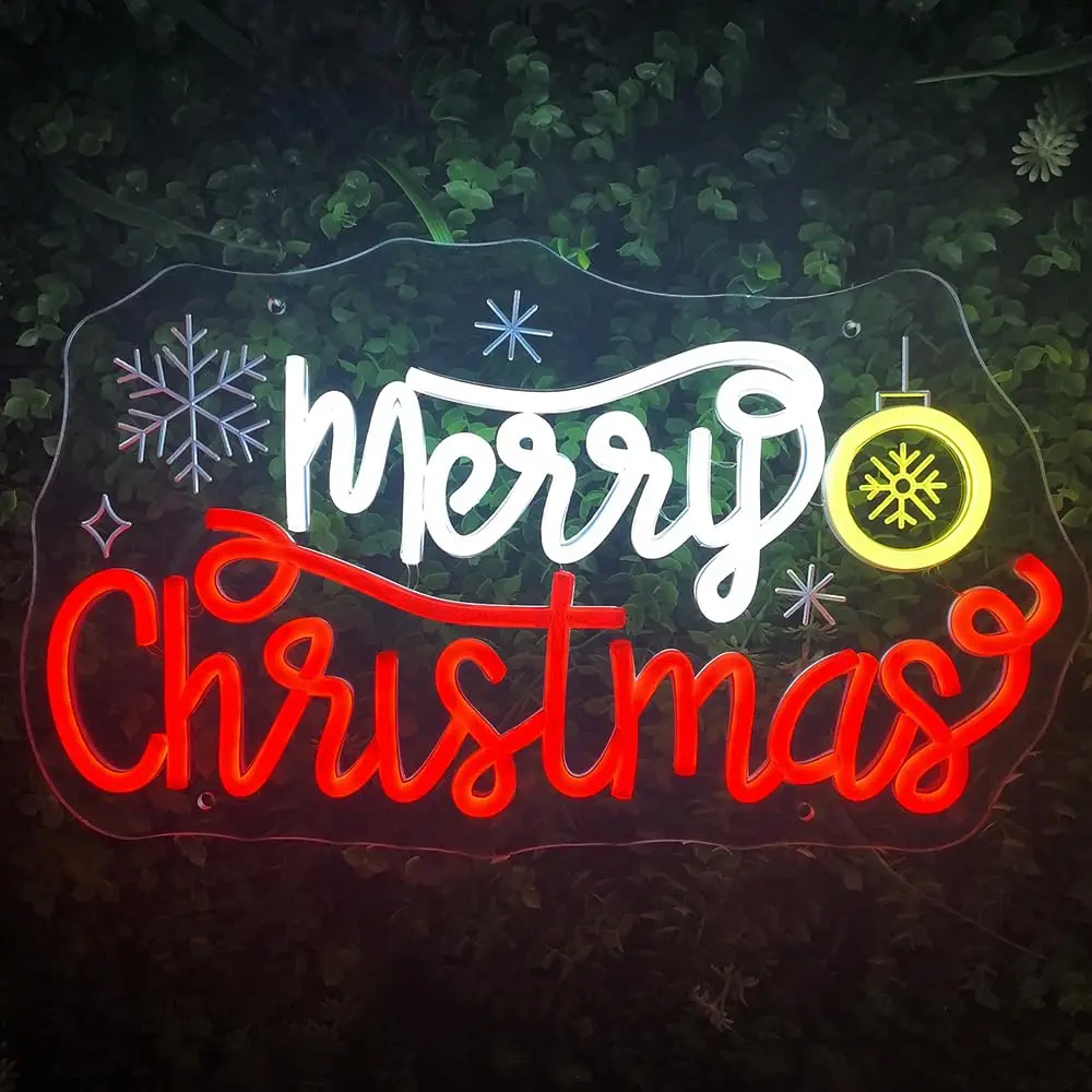 Feliz Navidad letrero de neón alimentado por USB Led campana de Navidad luz de neón para decoración de pared fiesta de Navidad hogar ventana Bar porche puerta delantera H
