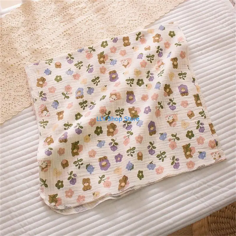 

T8UD Newborn Swaddle Blanket High Absorb Shower Blanket Cotton Wrap Towel Baby Summer Thin Bath Towel Print Receiving Blanket