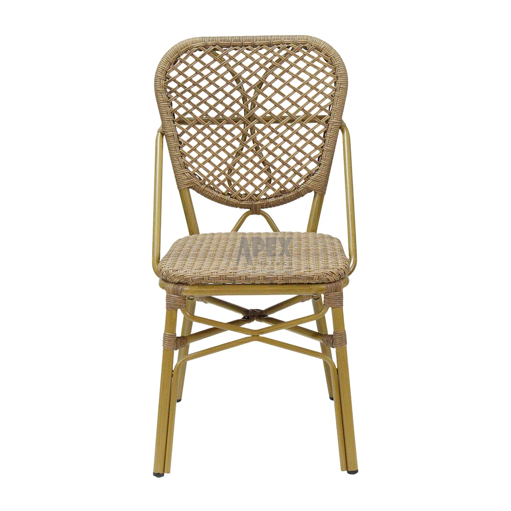 Rattan Stacking Bistro Outdoor Terrace Restaurant Chairs Parisian Bistro Arm Chairs