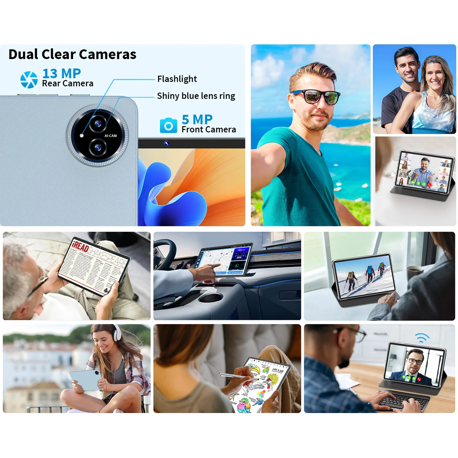 Relndoo Android 15 Tablet 11 polegadas, 24 GB (4 + 20 ampliados) RAM + 128 GB ROM, tela 1280x800, 5G WiFi, bateria 8000mAh, 5MP + 13MP