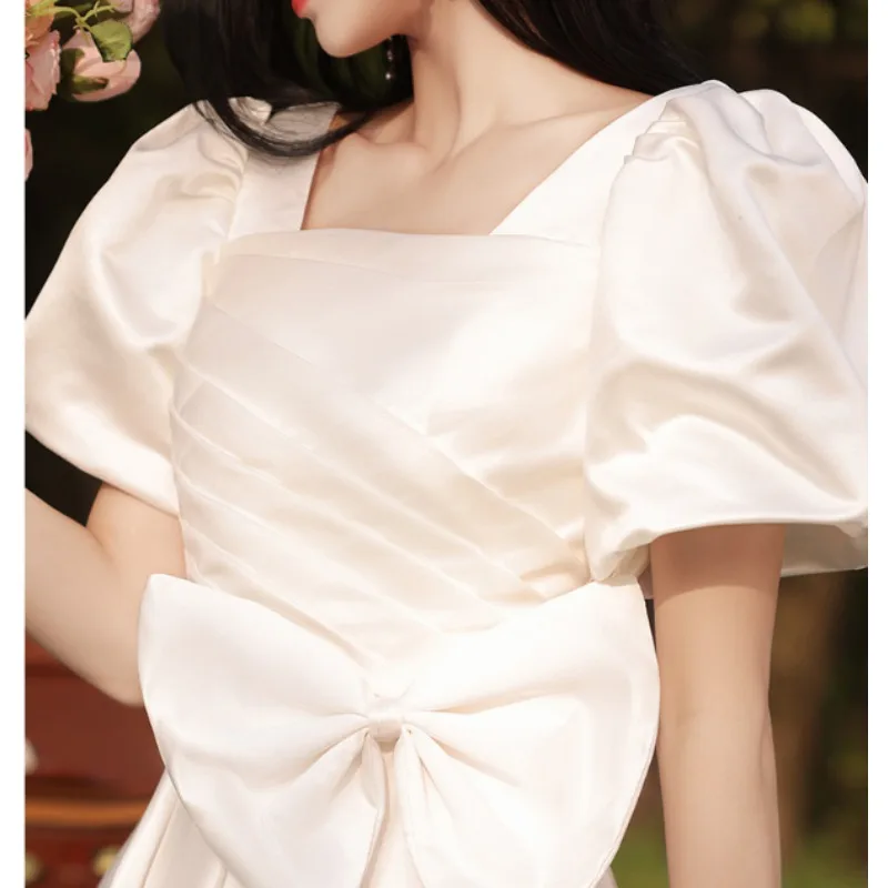 فستان صيفي أنيق أبيض حلو نحيل للنساء فساتين فرنسية ريترو بدون أكمام برعم هيبورن موضة جديدة ملابس الحفلات الجمالية 2025 #5