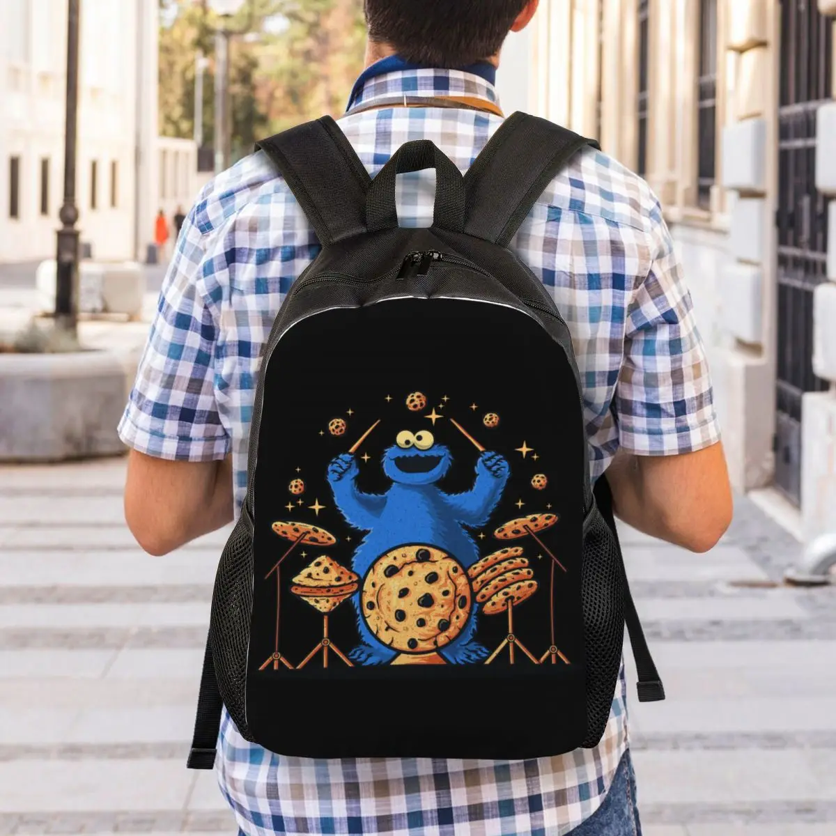 Sac à dos de voyage personnalisé pour hommes et femmes, son de cookie, batterie Mosnter, cartable pour ordinateur scolaire, sac à dos pour étudiants