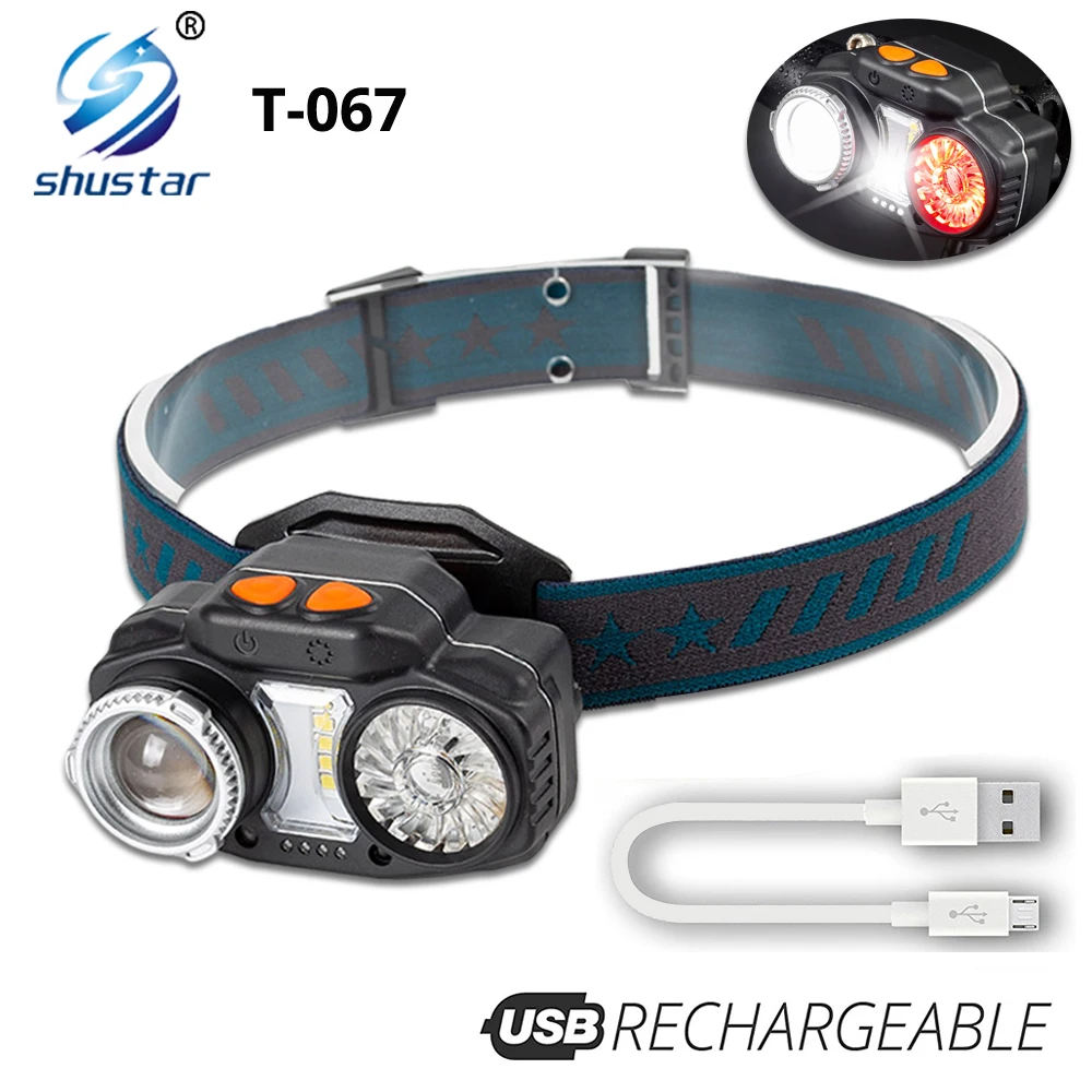 Super Bright LED Headlamp with XPG+SMD Bulb Bicycle Light Waterproof Fishing LED Headlight Red Light White Light Charge Display