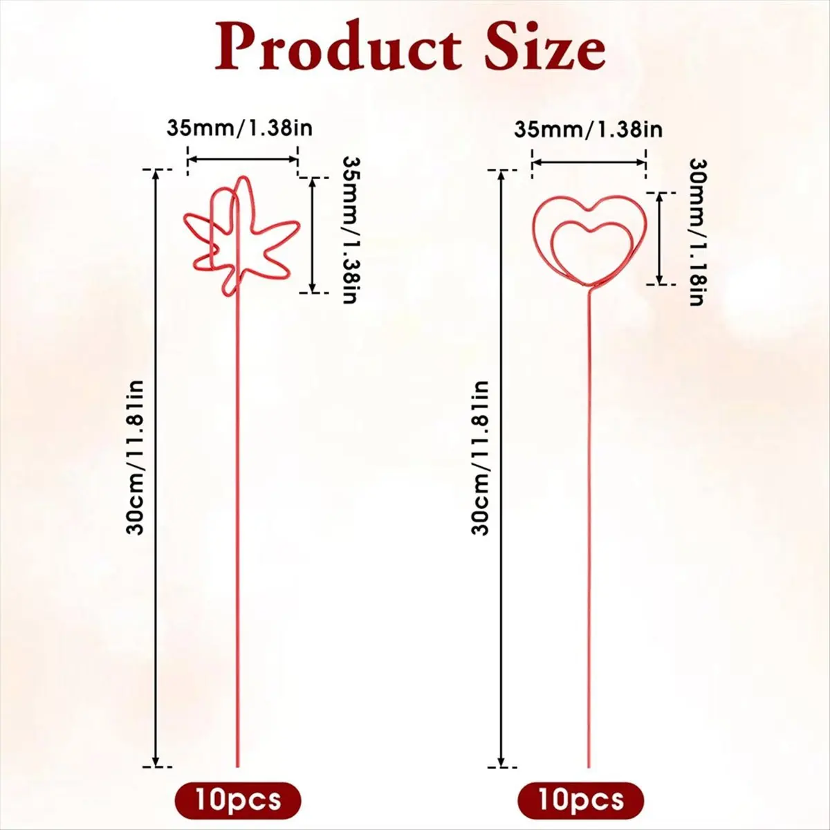 LUCK 20 Pcs Gold Flower Card Holder Sticks, 12 Inch Metal Wire Floral Picks, Gold Flower Pick Card Holder,Heart, Maple Leaf