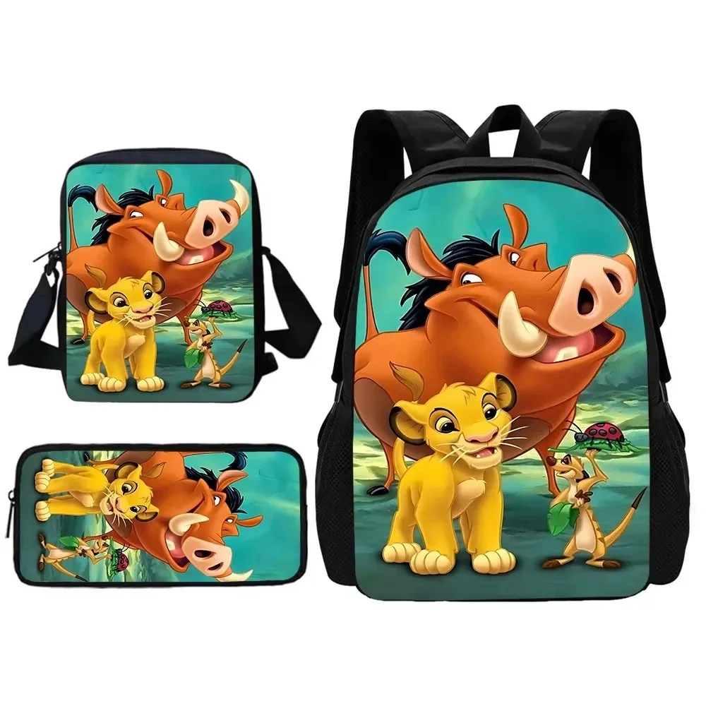 Criança escola dos desenhos animados o rei leão simba mochila com bolsa de ombro sacos de lápis sacos de escola para meninos meninas melhor presente