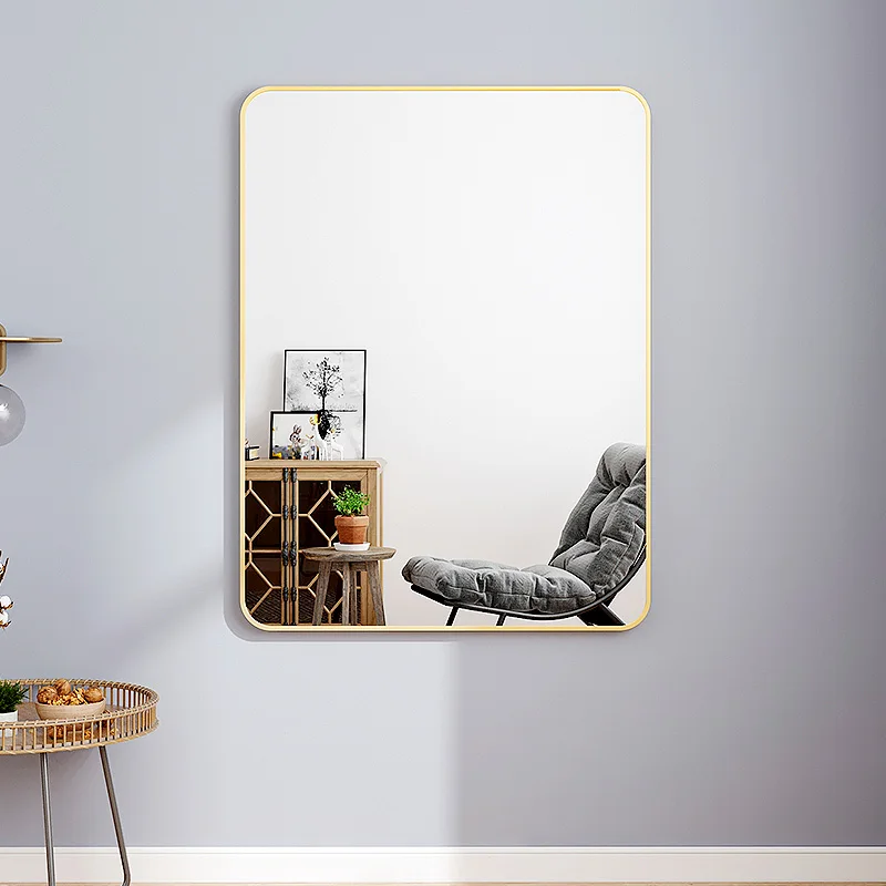 

Gold Bedroom Wall Mirror Frame Squares Haircut Vintage Mirror Wall Sticker Luxury Hallway Espejo Cuerpo Entero Room Decoration