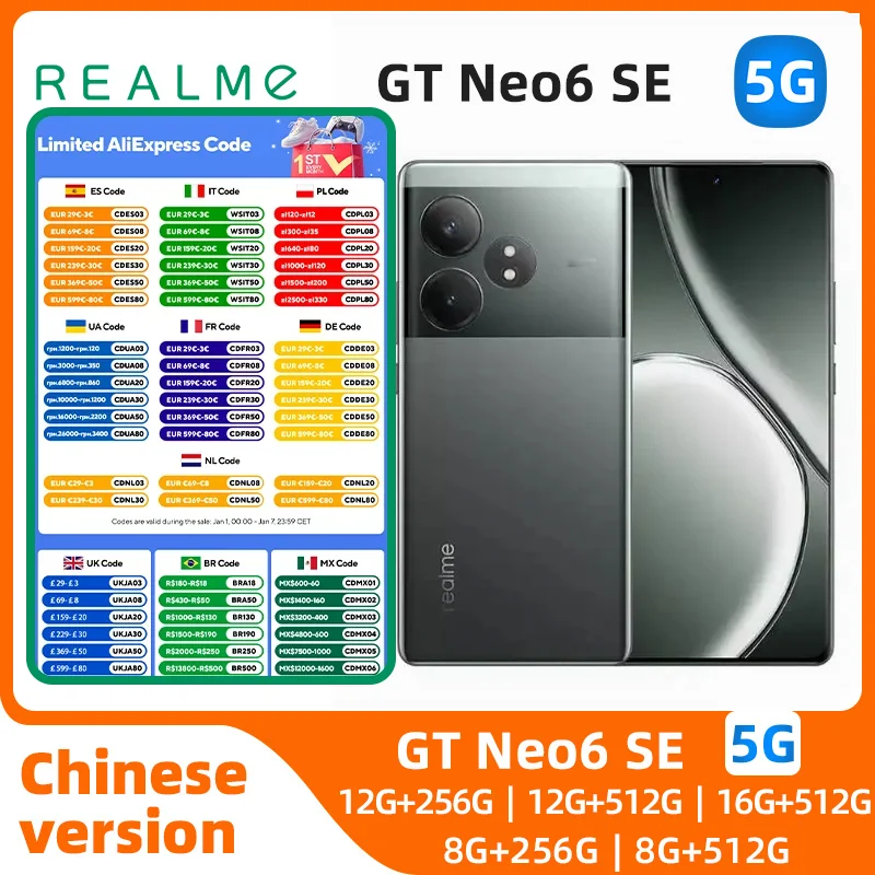 Realme GT Neo6 SE Android 5G Unlocked 6.78 inch 1T All Colours In Good Condition Original Used Phone