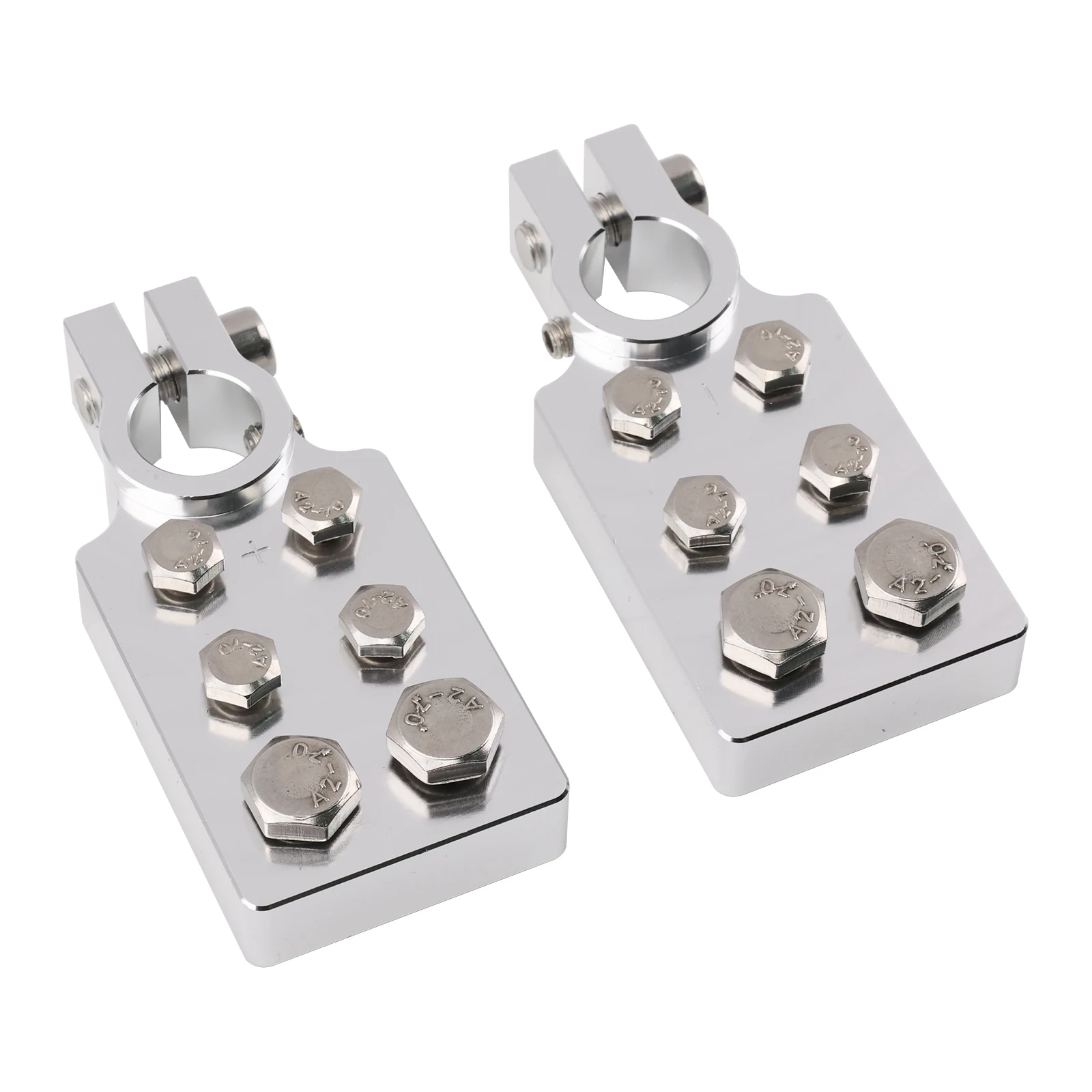 قطبية مزدوجة (إيجابية وسلبية) محطة بطارية مسطحة ذات 6 فتحات لمشبك العمود العلوي SAE #6