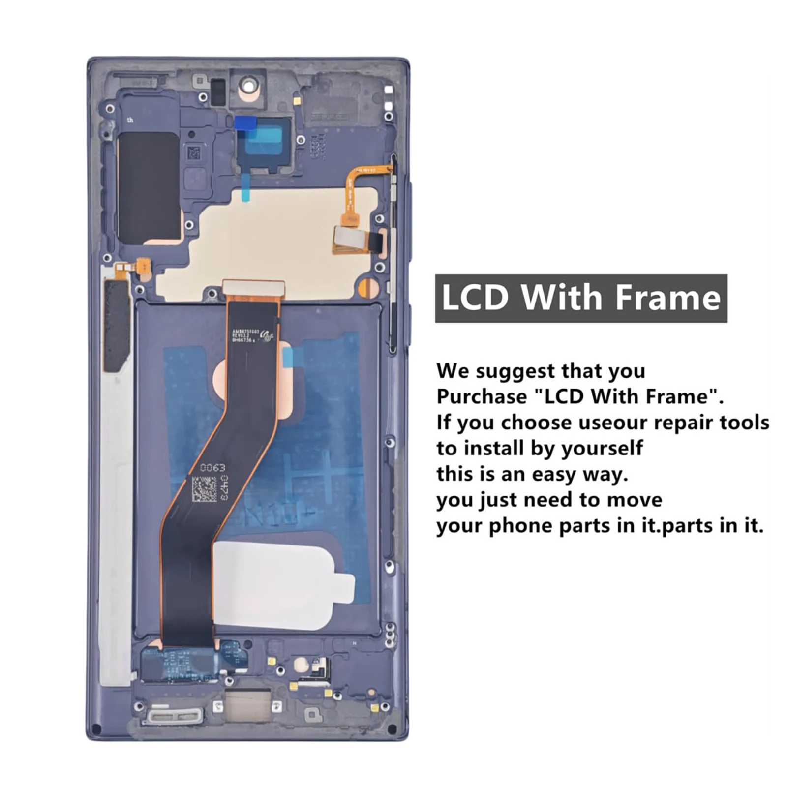 Screen Replacement for Samsung Galaxy Note 10 Plus with Frame, LCD Display Assembly, Repair Tool Included