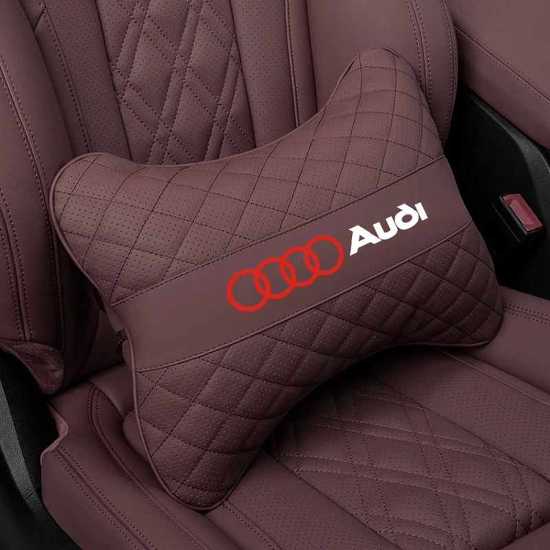 Car Leather Headrest Seat Lumbar Pillow Accessories For Audi A1 A2 A3 A4 A5 A6 A7 A8 Q1 Q2 Q3 Q4 Q5 Q6 Q7 Q8 TT RS3 S5 B8 Quattr