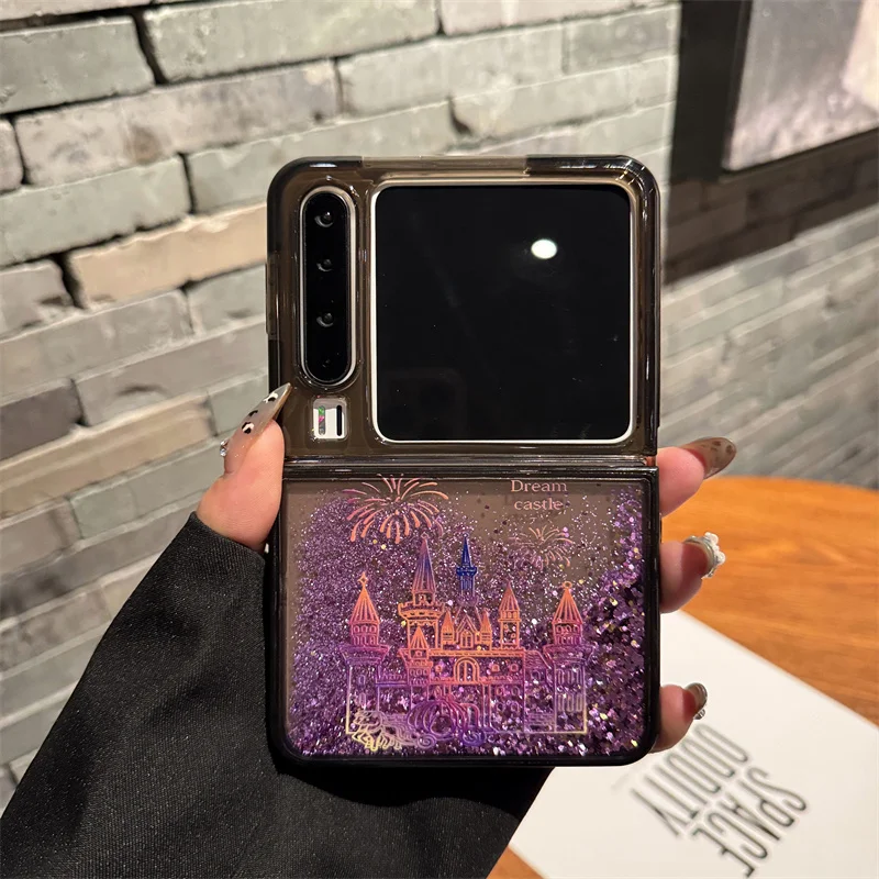 

Dynamic Glitter Liquid Quicksand Clear TPU Case For Huawei P60 P70 Mate 70 60 50 40 Pro Castle Flip Case for huawei Pura X px