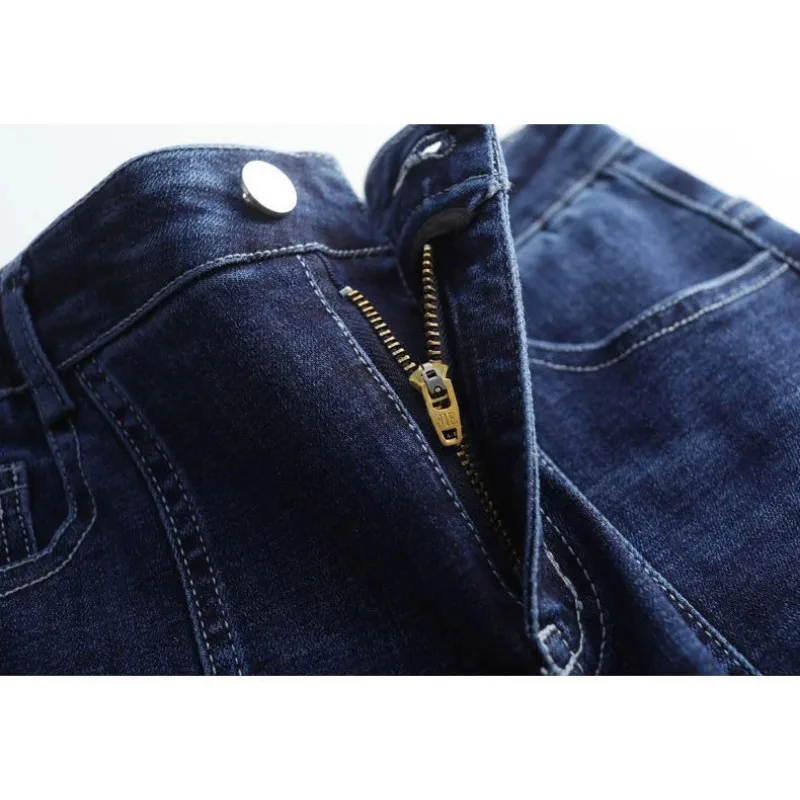 2024 New Arrivals Elegant Jeans Blue/Black Denim Trousers Mother Bell Bottom Pants Women Fashion Skinny High Waist Flare Jeans