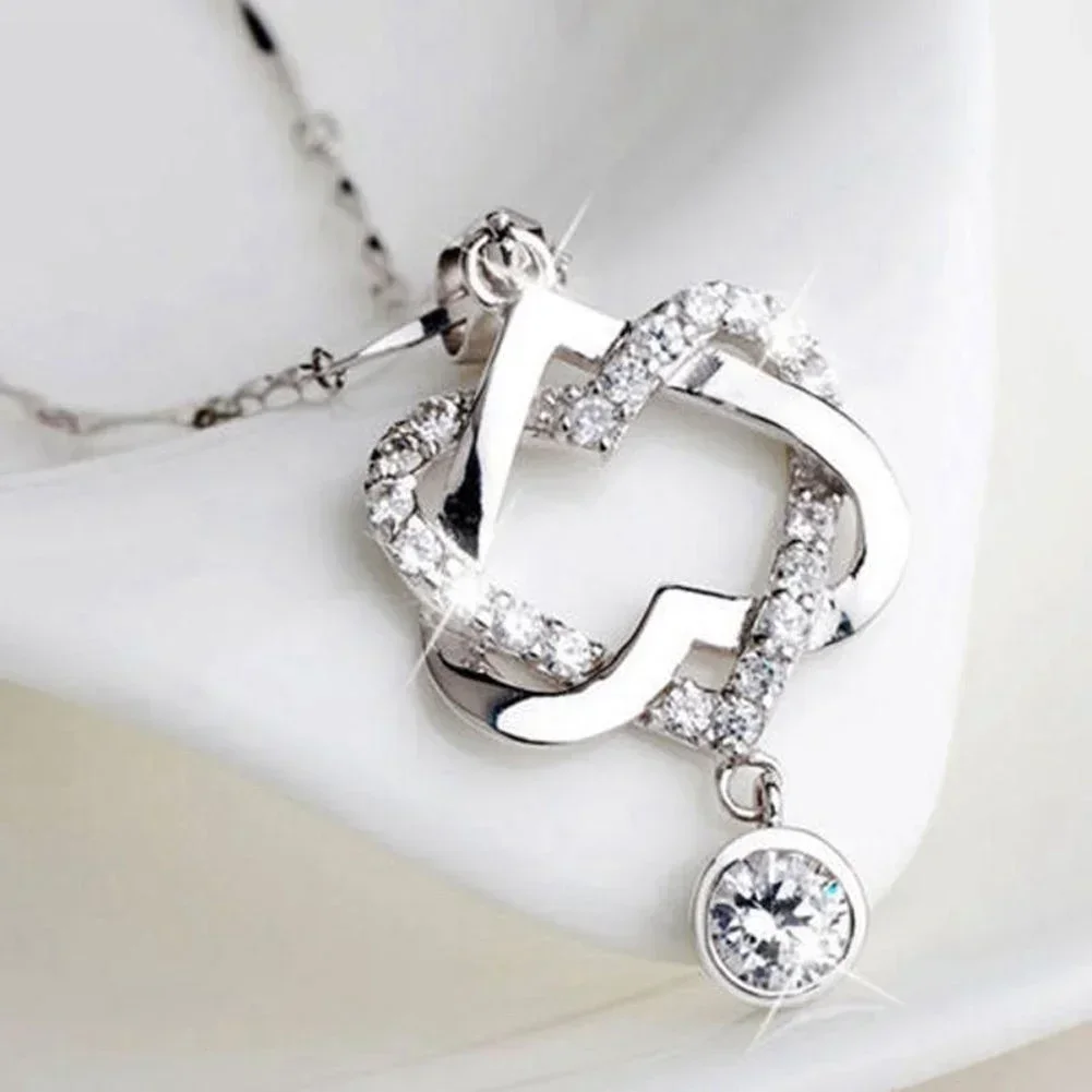 Delysia King Love Heart Shape Necklace  Luxury Rhinestones Ladies Jewelry for Women