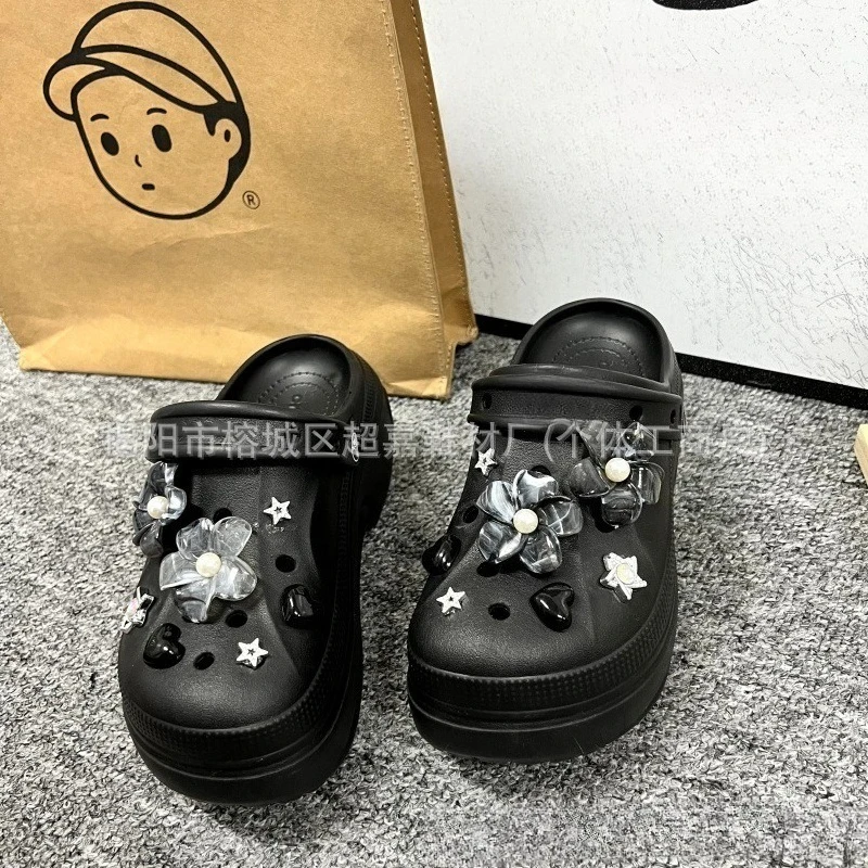 Black Splatter Paint  DIY Shoe Charms For Clogs Bubble Slides Sandals Removable Shoe Decorations Accessories Christmas Gifts