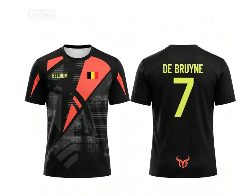 2026 Belgium De Bruyne 7 Soccer T Shirt Jersey Belgian Flag Print Quick Dry Breathable Training Tee Summer Sports Football Top - view 4