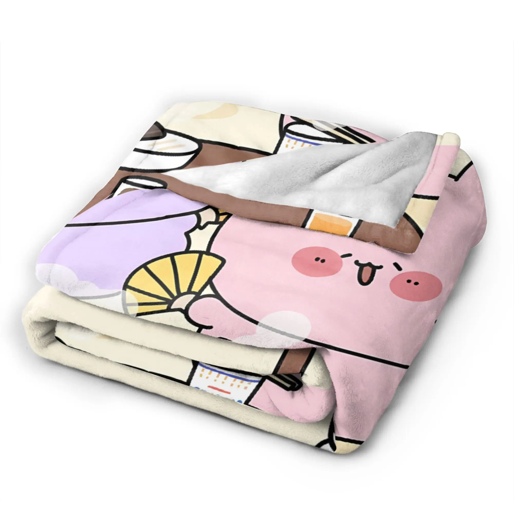 Warm Soft Blanket Kids Adult Camping A-Asamimichaan Asleep Cute Asamimi Throw Blanket Bedspread For Living Room Sofa Bed Cover