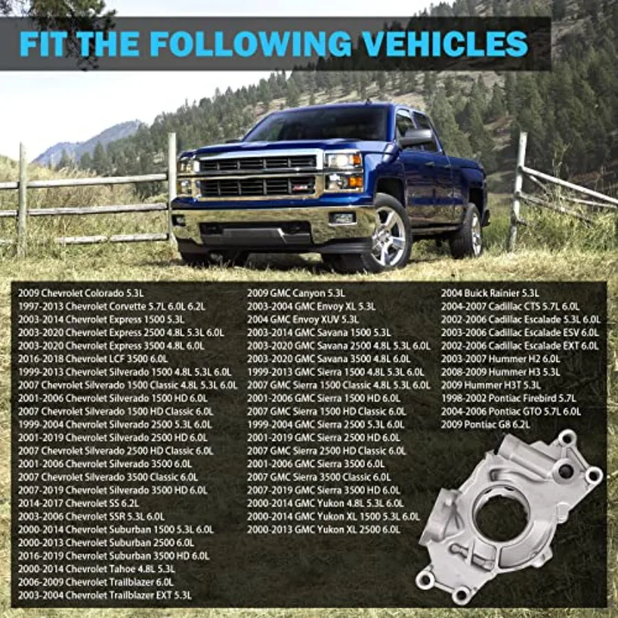 Hochvolumen-Ölpumpen-Ersatz für 4,8 l, 5,3 l, 6,0 l, Chevrolet Silverado Suburban Tahoe Trailblazer GMC Sierra Yukon Cadillac Es