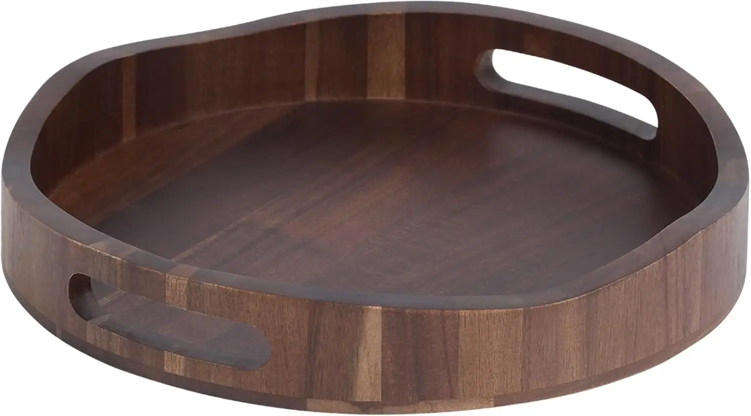 

Acacia Wood Serving Tray With Handles, Round-12.6Inch Perfect For Breakfast, Lunch, Dinner, Food Snacks Drinks For Coffee