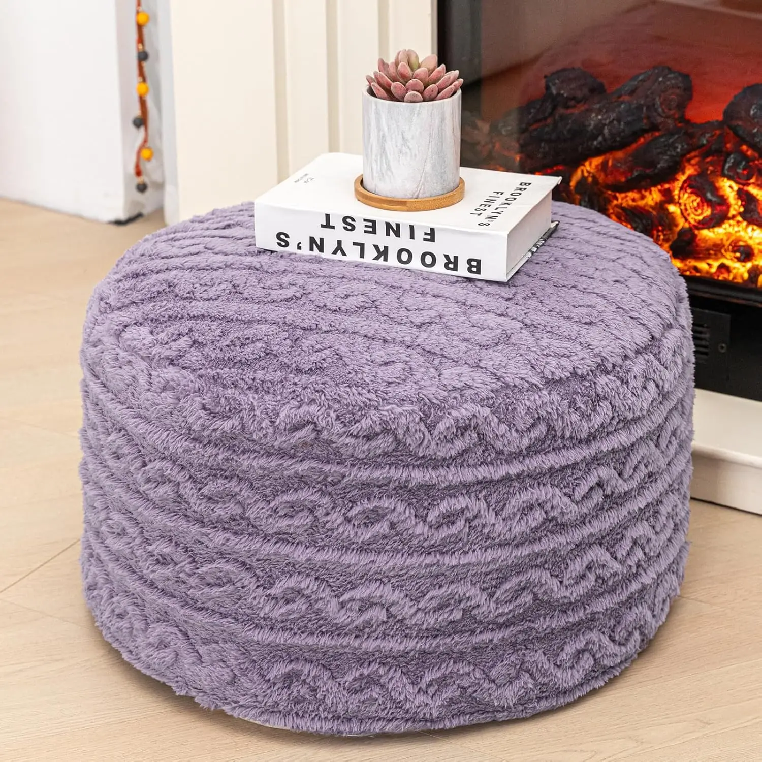 

Pouf Ottoman Stuffed 20X20X12 Hes Floor Pouf Plush Fiber Ottoman Foot Rest Under Desk Foot Stool For Living Room Bedroom
