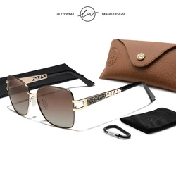 LM Sunglasses Women 2024 Polarized Square UV400 Gradient Lens Stainless Steel Ladies Sun Glasses Elegant Design Fashion Eyewear