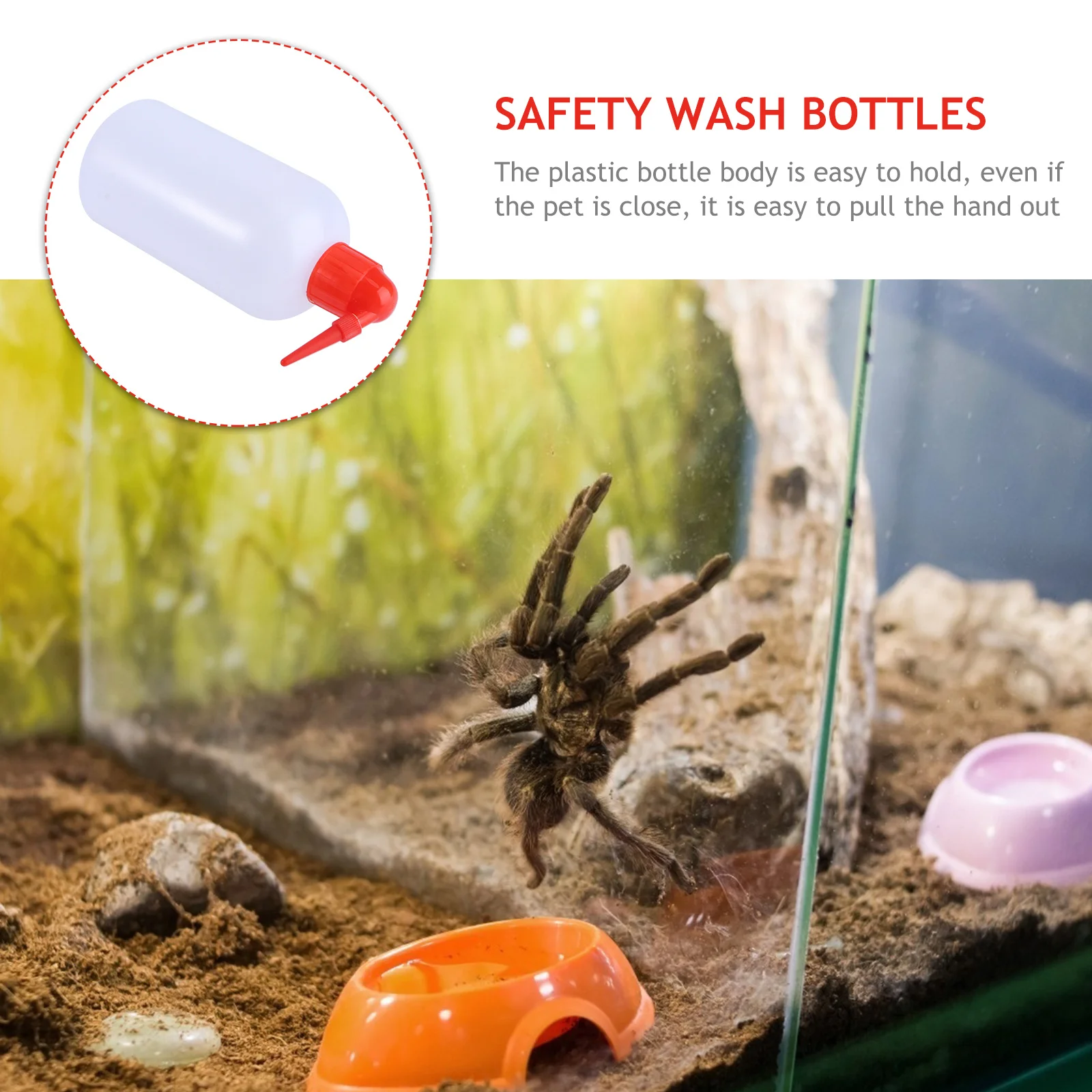 

2Pcs Pet Watering Holder 500Ml Safety Wash Bottles for Reptile Pets Long Mouth Design Prevents Bites Plastic Watering Kettle