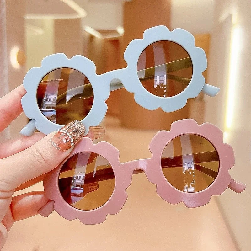 1/2/3pcs Sun Flower Round Cute Kids Sunglasses Boy Girls Toddler Lovely Baby Flowers Style Girls Outdoor Children Sunglasses