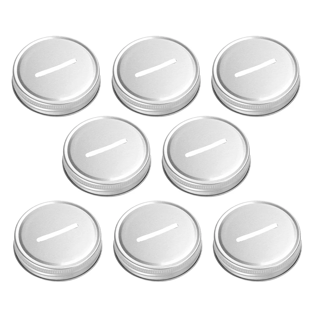 

8pcs Metal Coin Slot Lids For Wide Mouth Mason Jars Piggy Bank Lid Replaceable Canning Jar Covers Money Saving Change Storage