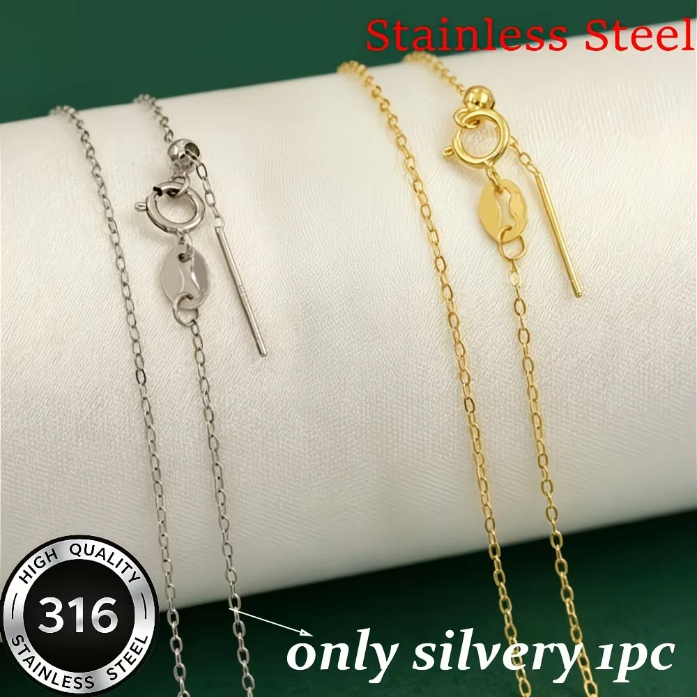 1pc Adjustable Cross Link Chain Stainless Steel Minimal Plain Chain Interchangeable Pendant Basic Necklace Additions 3 Tones Opt