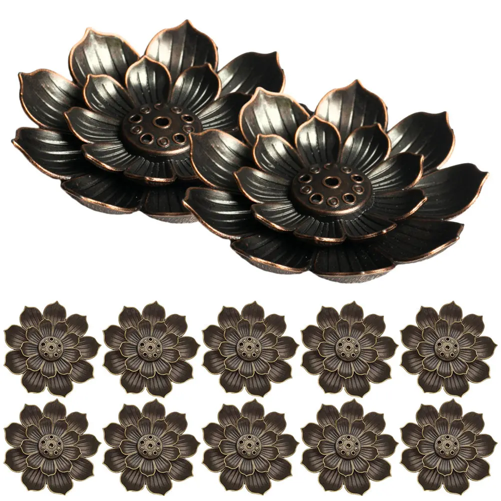 25Pcs Aluminum Alloy Lotus Incense Burner Elegant Handcrafted Censer for Incense Sticks Relaxation Sleep Aid Table Decoration