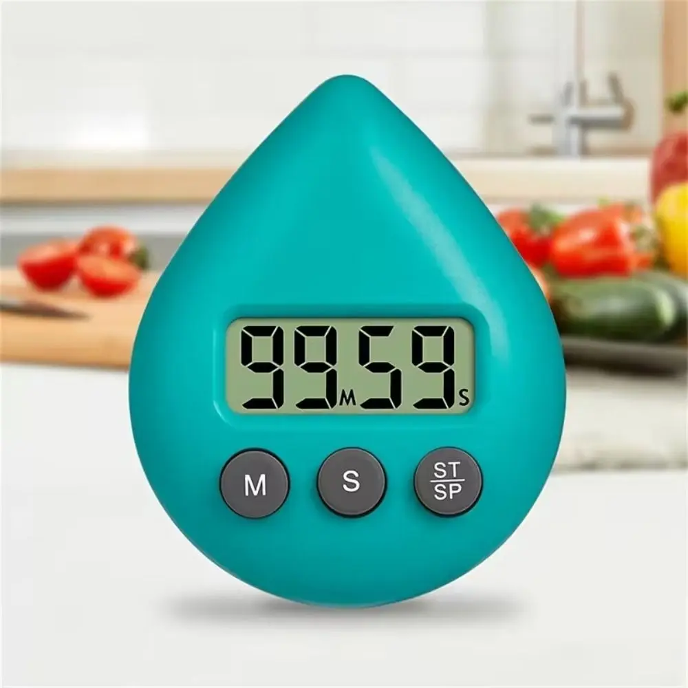 Large LCD Display Kitchen Timer Hanging Hole Water Drop Shape Countdown Timer Multi-Purpose Portable Precise Timer