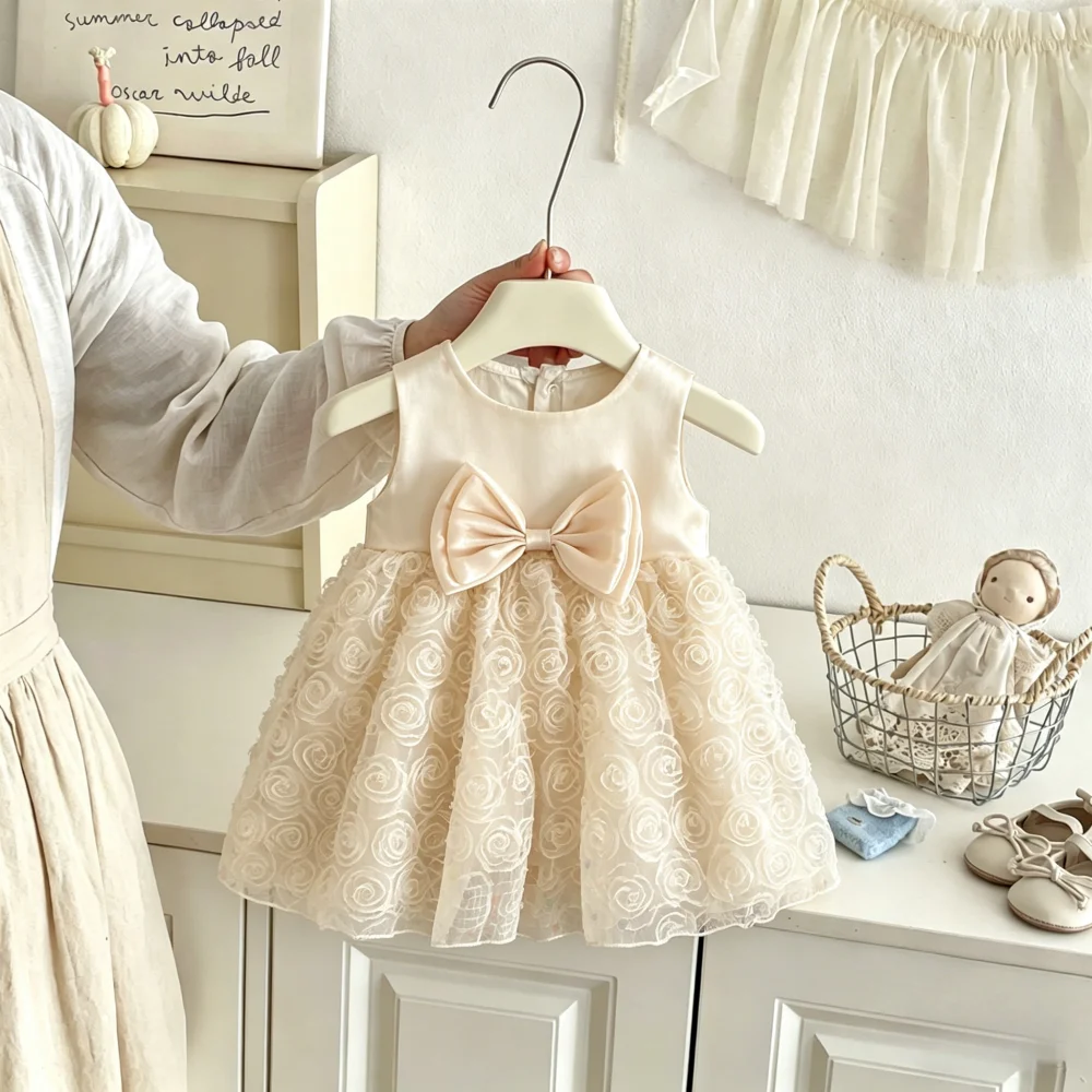

Baby Girl Dress Summer Bow Mesh Princess Baby Dress Cute Beach Birthday Party Children's Dress Baby Girl Clothing ﻿