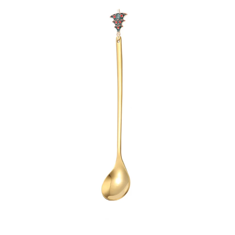 Stainless Steel Christmas Spoon Set Creative Tableware Elk Pendant Tea Spoon Exquisite Craft Party Ornament Style Dessert Spoon