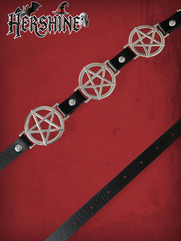 HERSHINE 1-Pack حزام نسائي مجوف على شكل نجمة خماسية Y2K على الطراز القوطي الشرير الصخرة الهيب هوب إكسسوار الهالوين