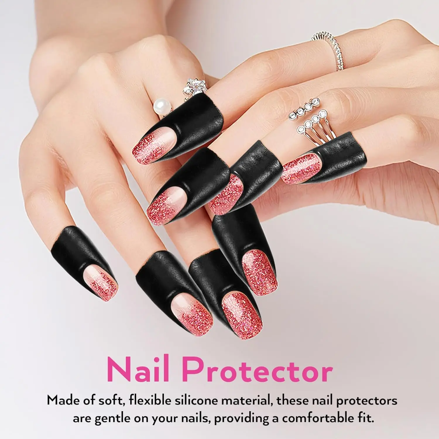 50pcs U-Shaped Nail Protector Stickers Disposable Nail Polish Anti-Overflow Stickers Nail Protectors for Gel Polish Fingers