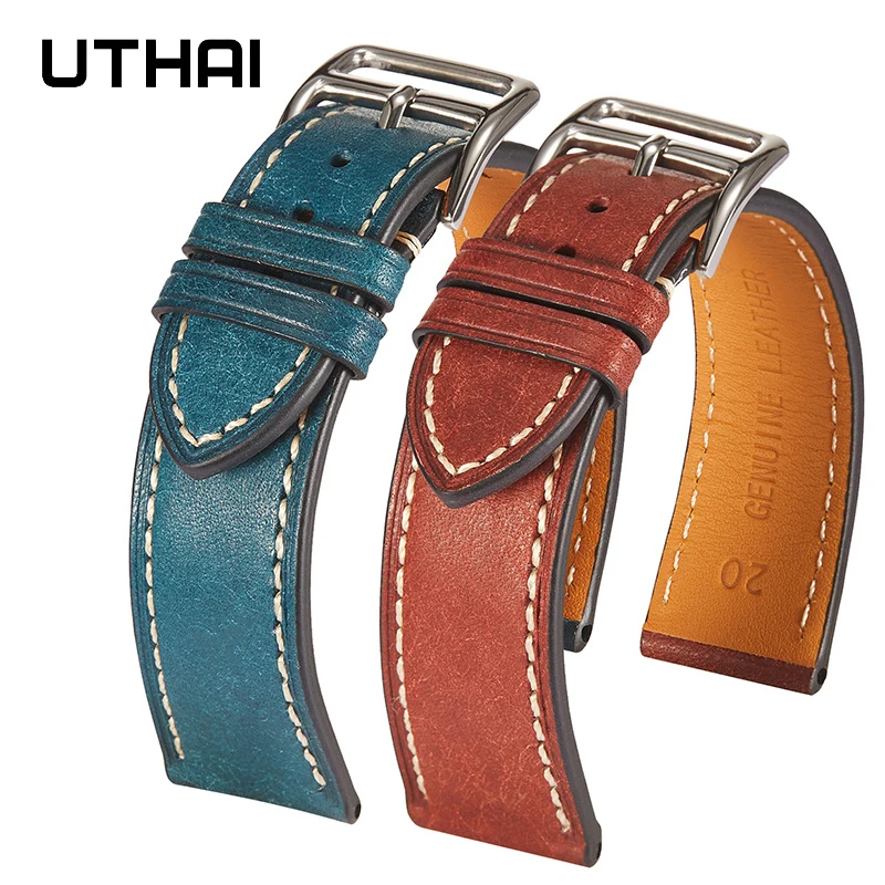 Watchband Premium Leather Strap 20/22mm Watch Strap for Huawei, Samsung, Oppo, etc. Watch Bracelets UTHAI G38