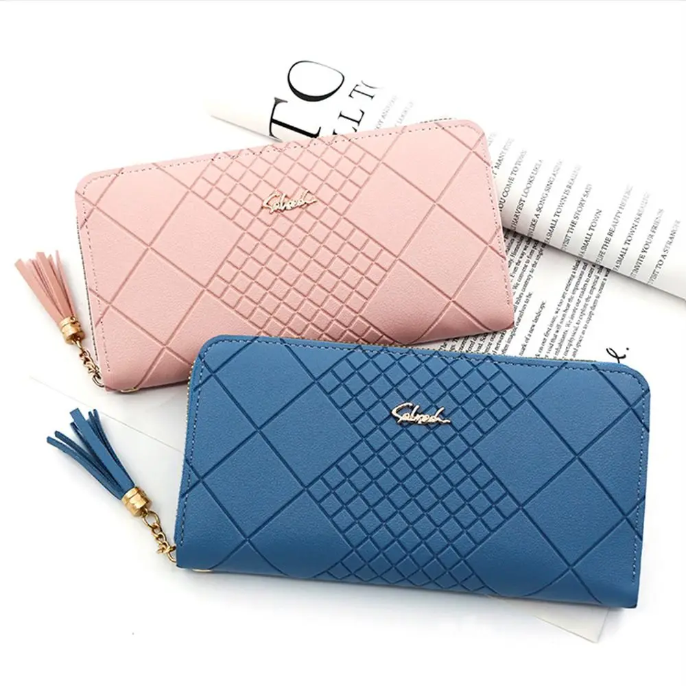 Zipper Money Coin Purse Women Card Holder Long PU Leather Clutch Wallet Large Capacity Lady Wristlet Phone HandBags Money Pocket