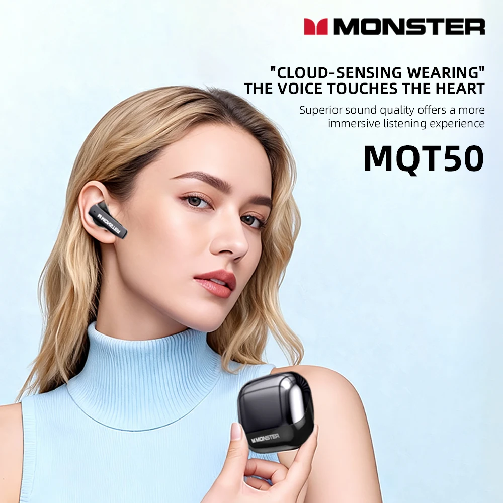 جديد Monster MQT50 سماعة الألعاب اللاسلكية TWS بلوتوث 6.0 HIFI ستيريو سماعات الموسيقى الحديث إلغاء الضوضاء سماعات الأذن مع هيئة التصنيع العسكري
