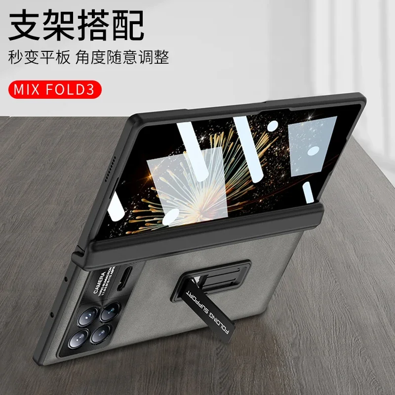 Magnetic Hinge Protection PU Leather Hard PC Phone Cover for Xiaomi Mix Fold 3 Case Shockproof with Screen Protector