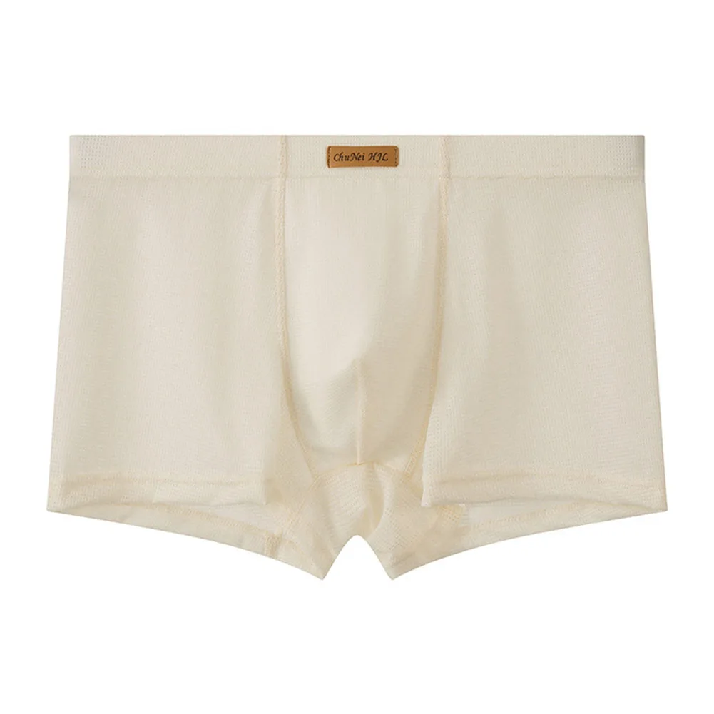 Men Mesh Texture Soft Boxer Shorts Underwear U Convex Pouch Breathable Panties Male Breathable Comfortable Teen Shorts