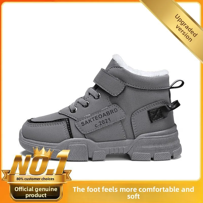 

Girls Winter New Fashion Fleece Children Snow Boots High Top Velcro Solid Color Cotton Boots Girls Warm Thickened Winter Shoes