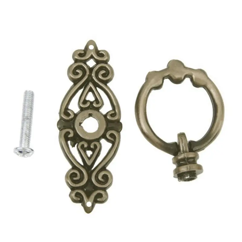 40Pcs Vintage Kitchen Cabinet Cupboard Dresser Door Drawer Ring Pull Handles Knobs (Antique Brass)