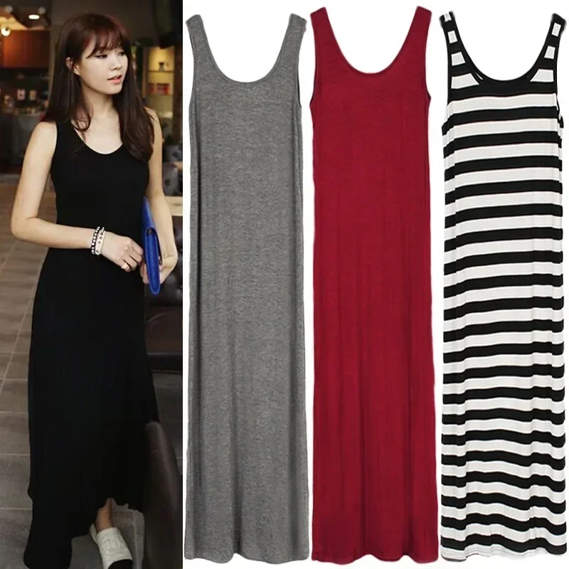 Backless Sleeveless Tank top Dress Women Slim Midi Long Bodycon Dresses