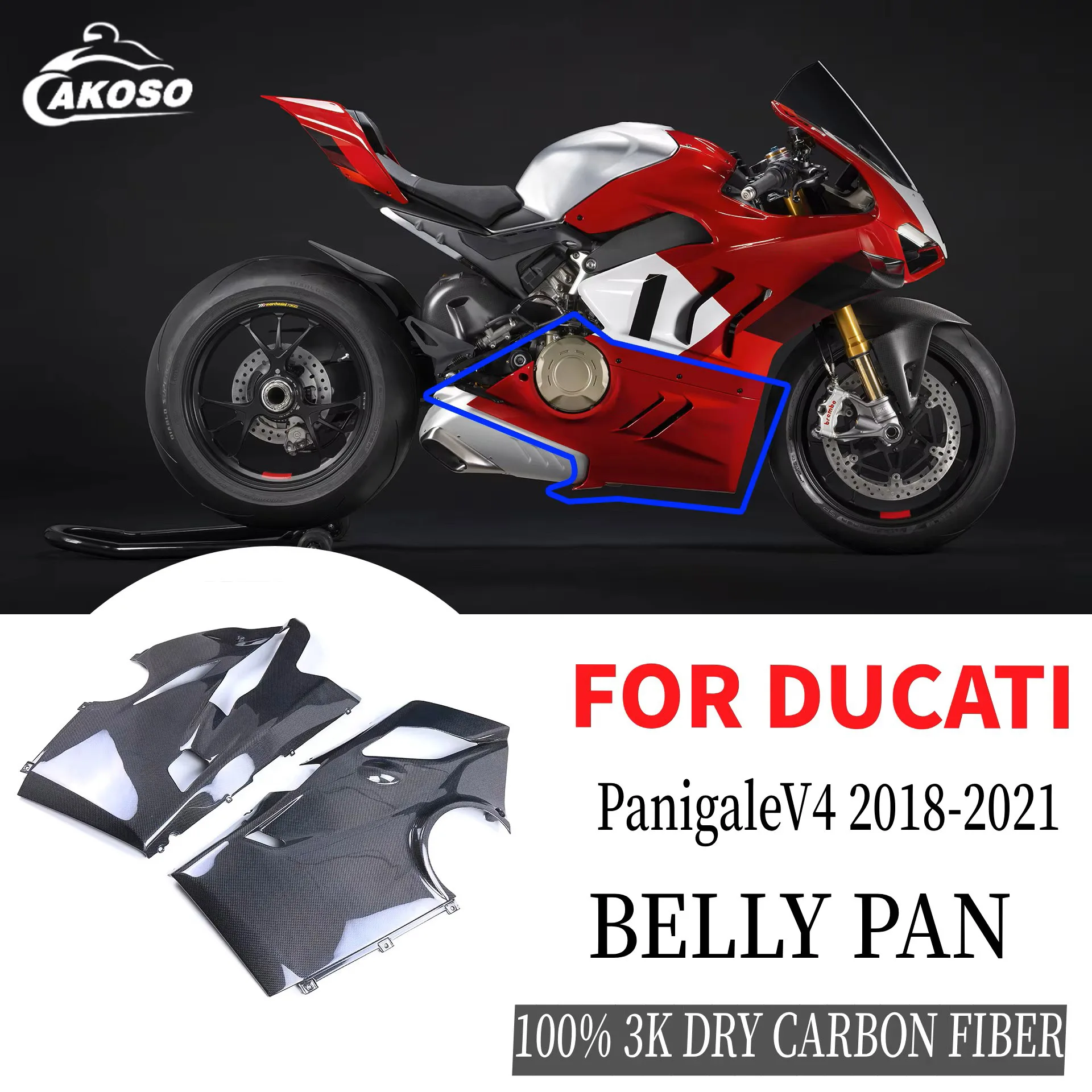 

For DUCATI/PanigaleV4 V4S V4R/PanigaleV4 2018-2021 Belly Pan Pure Carbon Fiber Modified Motorcycles Accessories