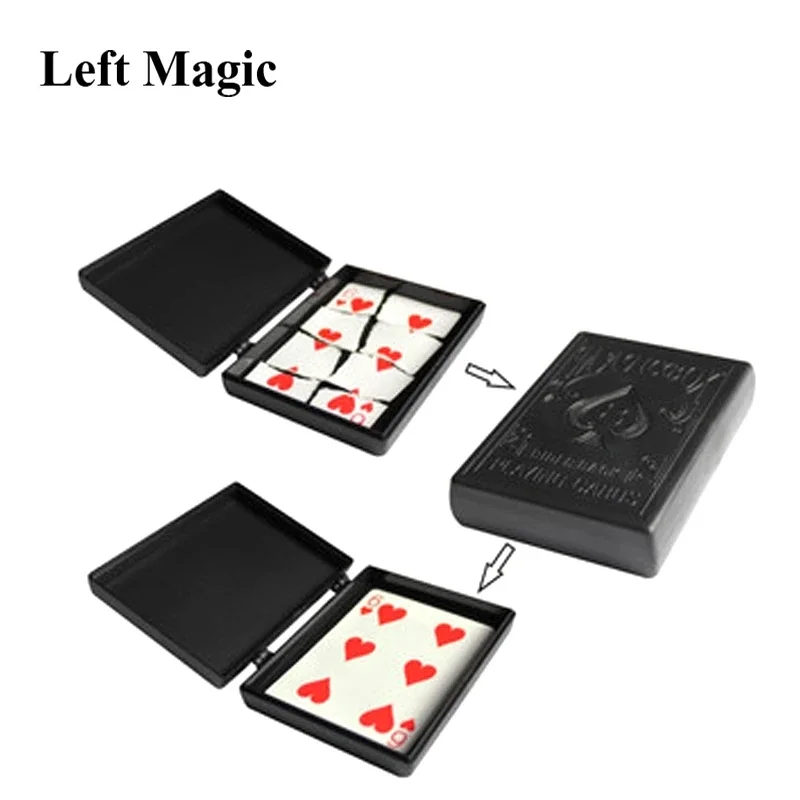 Surprise Restore Box Magic Props, Black Plastic Box, Broken Paper Card Case, Close‑up Magic Performance Accessories