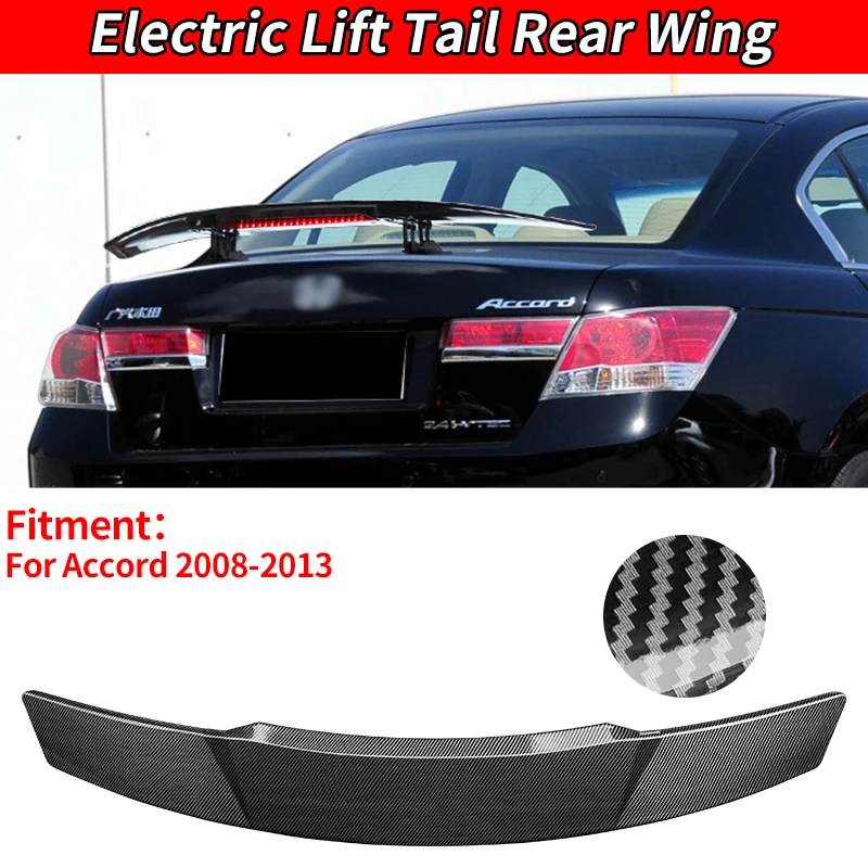 Car Accessories Carbon Fiber Look For Honda Accord 2008-2013  Rear Spoiler Wing Trunk Tail Remote Control Modification